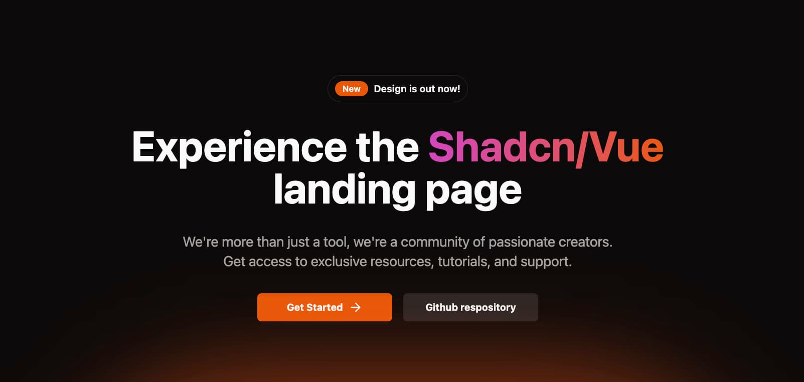 Shadcn/Vue Landing page
